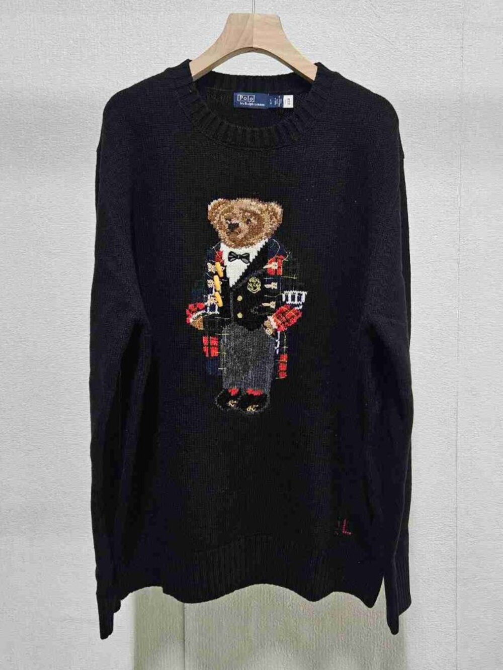 Polo Ralph Lauren Black Tuxedo Polo Bear Crewneck Knit Sweater